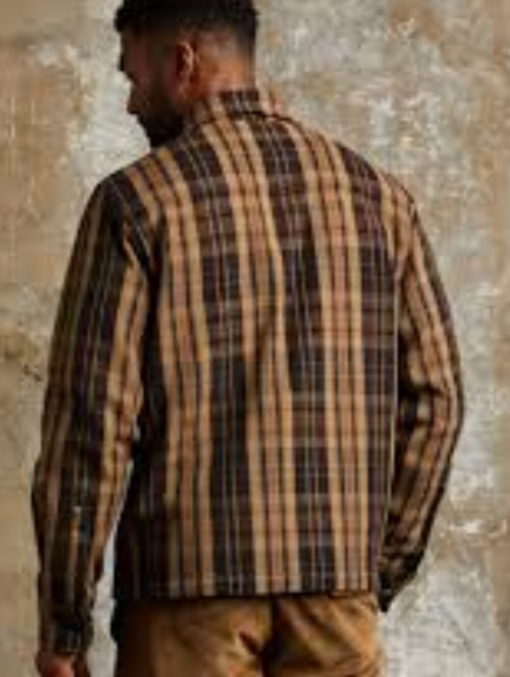 Bespoke Post| Line Of Trade |Men's Brown Plaid Workshirt Jacket - Picture 4 of 12